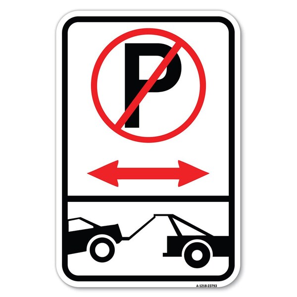 No Parking-Tow Away Zone With Graphic Heavy-Gauge Aluminum Sign, 12" x 18", A-1218-23793